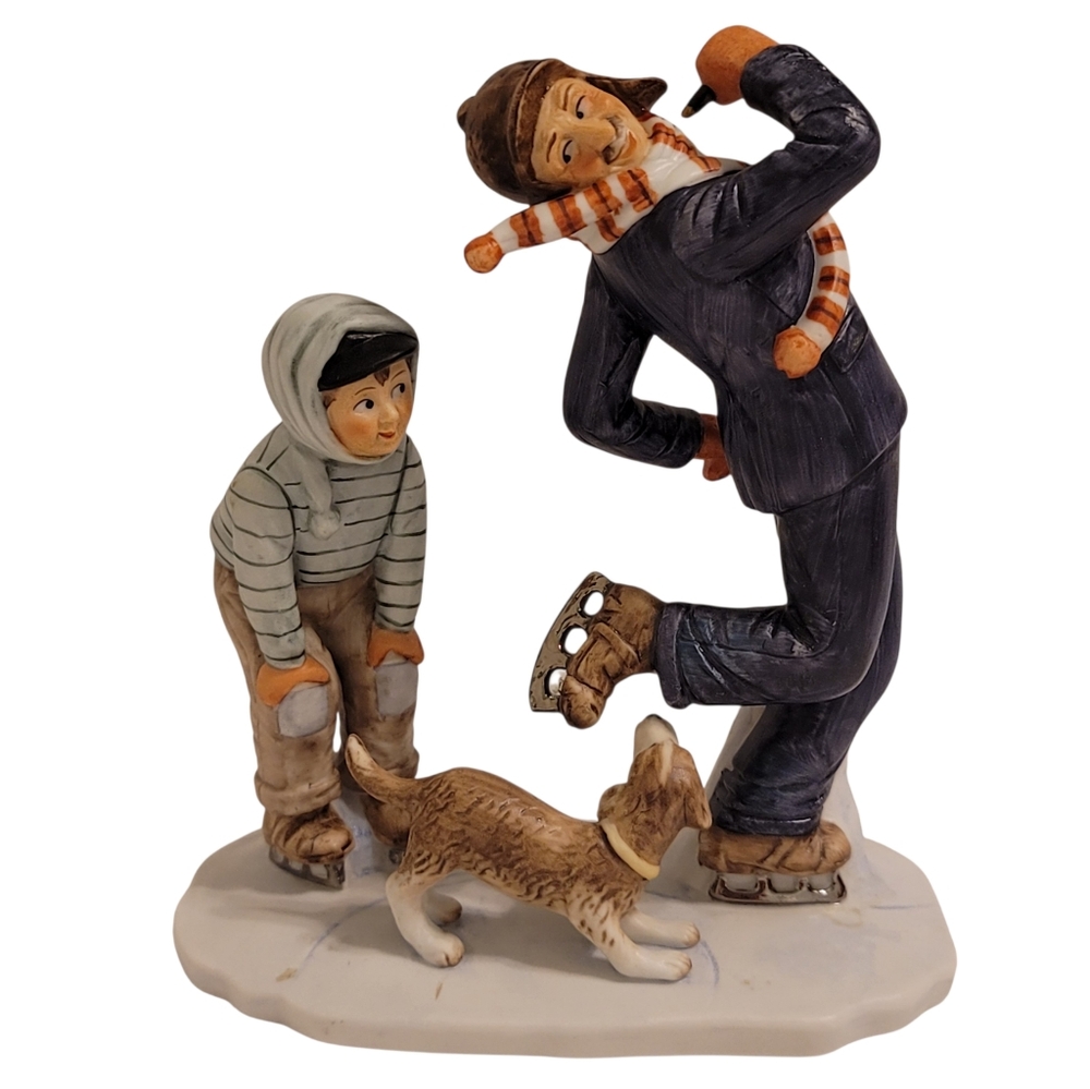 Norman Rockwell by Gorham Gay Blades Ice Skating Porcelain Figurine Home Decor